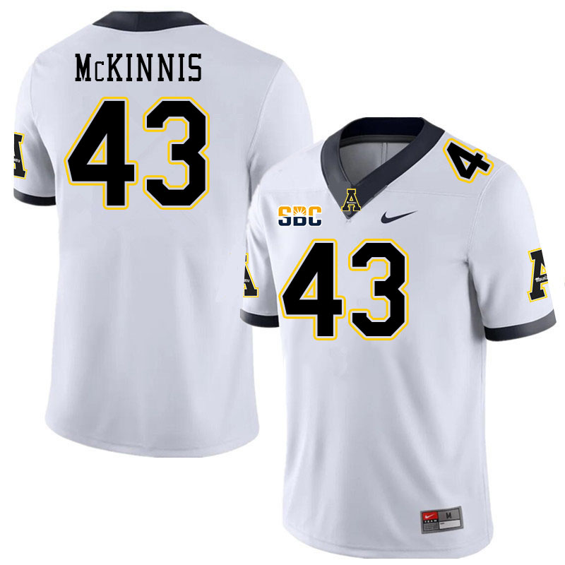 Men #43 Ryan McKinnis Appalachian State Mountaineers College Football Jerseys Stitched Sale-White